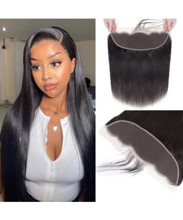 Jessica Hair Ear To Ear 13x4 Real HD Lace Frontal Only 0.10 mm Ultra-thin HD Lace Frontal Closure Straight Human Hair Frontal Closures Virgin Brazilian Human Hair Invisible Clear HD Film Lace Frontal(14 Inch) 13x4 HD Str...