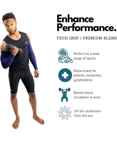 CompressionZ UV Protection Arm Sleeves Navy | Men & Women Elbow Compression Sleeve - Buy Online on GoSupps.com