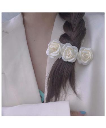 SUNEE 3 pcs White Roses Flower Hair Clips for Women - Perfect for Wedding, Bridesmaids, and Parties - Buy Online on GoSupps.com