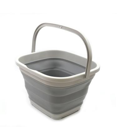 SAMMART 11L (2.9 Gallon) Collapsible Rectangular Handy Basket/Bucket (1, Grey) 1 Gray