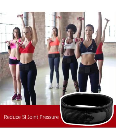 Compression Sacroiliac Hip Belt - Adjustable Lower Back Support for Pain Relief | Breathable SI Joint Brace with Elastic Straps for Women - Black - Buy Online on GoSupps.com