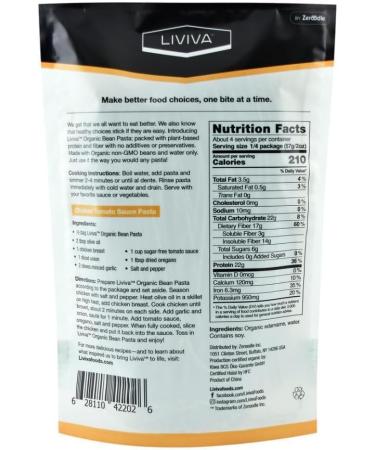 LIVIVA Organic Gluten Free Edamame Spaghetti Noodle Pasta (4 Pk) 88 g Protein Bag - Certified Plant-Based Non-GMO Kosher Halal Vegan Keto Nutritious Pasta Plant-Based Protein Ready-to-Eat in minutes - Buy Online on GoSupps.com