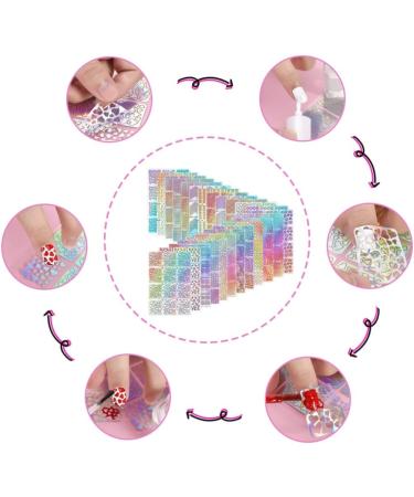 Nail Stencil Stickers Nail Vinyl Stencil Stickers Set Colorful Hollow Nail Art Decals DIY Manicure Decorations 24Sheet - Buy Online on GoSupps.com