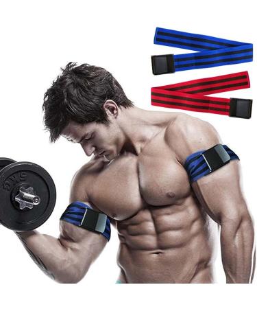 Isesuch Blood Flow Restriction Bands 2PCS - Arm & Leg Occlusion Straps for Muscle Training - Blue/Black 60cm - Buy Online on GoSupps.com