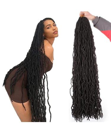 Xtrend 5 Packs 36 Inch Nu Faux Locs Crochet Hair Long Dark Brown Pre looped Gypsy Locs Crochet Hair Synthetic Goddess Faux Locs Braids Hair Natural Wavy Dreadlock Braids Hair Extensions 4# 36 Inch (Pack of 5) 4#