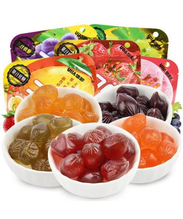 Juice Soft Candy Peeling Fruit Fudge Mixed Fruits Flavor Candy Snacks Grape White Peach Assorted Soft Candy Chewing Candy Desserts wedding candy Casual Snacks gift (Green grape flavor 5bag) Green grape flavor 5bag