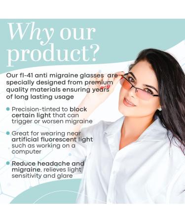 Terramed Eagle Migraine Glasses - Blue Light & UV Protection for Men & Women | FL-41 Glasses for Light Sensitivity & Eye Strain Relief - Buy Online on GoSupps.com