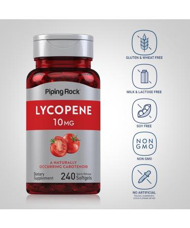 Piping Rock Lycopene 10mg | 240 Softgels | Non-GMO Gluten Free Supplement - Buy Online on GoSupps.com
