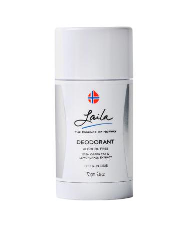 Laila Geir Ness Deodorant - With Green Tea And Lemongrass Extracts - Alcohol And Aluminum Free for Sensitive Skin - Long Lasting Fresh and Clean Scent