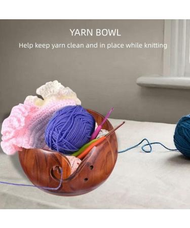 Wooden Yarn Bowl for Knitting and Crocheting - Yarn Storage Organizer with Holes - Mother's Gift Idea - 5.9 x 3.1 Inch - Buy Online on GoSupps.com