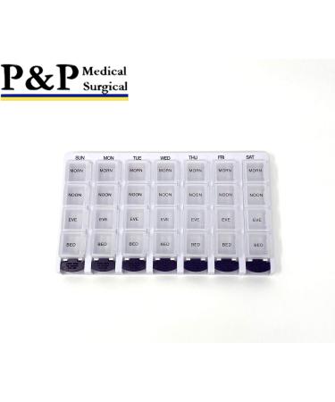 Weekly AM/PM Pill Box Organizer | Portable Travel Medication Case | 7-Day 4-Times-A-Day Removable Compartments | P&P MEDICAL SURGICAL - Buy Online on GoSupps.com