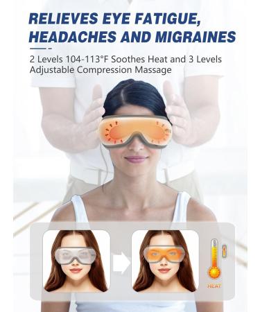 Premium Eye Massager with Heat & Bluetooth - Perfect Gifts for Mom/Dad | Relieve Migraines Reduce Eye Strain & Dark Circles | Sleep Improvement - Buy Online on GoSupps.com