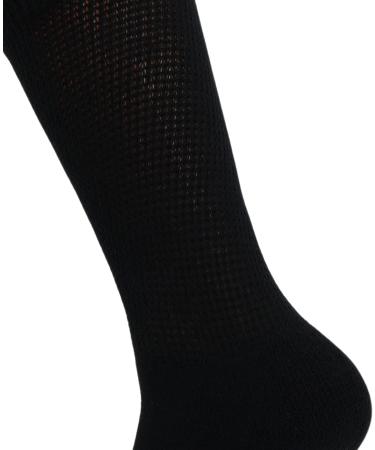Diabetic Loose Fit Non-Binding Crew Socks - Full Cushioned Cotton (13-15 Black, 6 Pairs) - Buy Online on GoSupps.com