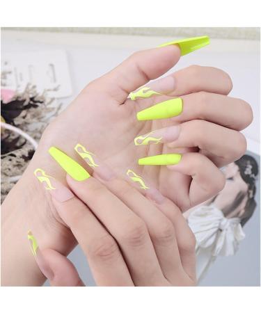 Nail art patches beautiful and fashionable nail patches finger decorations beauty decoration supplies frosted fluorescent yellow flame long ballet nails European and American style nail art produ 1 count (Pack of 1) Cblcy-18 - Buy Online on GoSupps.com
