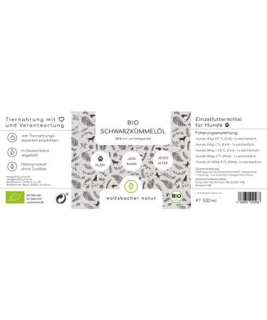 Organic Black Cumin Oil for Dogs 500ml - Cold-Pressed DE-KO-060 Certified Convenient Dispenser | International Shipping Available - Buy Online on GoSupps.com