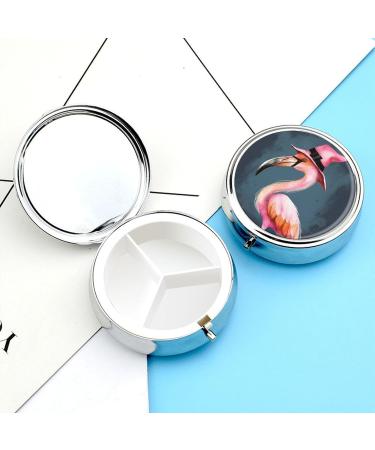 Portable 3 Compartment Pill Box - Halloween Flamingo Witch Hat Travel Medicine Organizer for Purse & Pocket - Buy Online on GoSupps.com