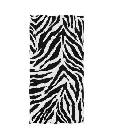 Naanle Stylish Zebra Seamless Pattern Soft Highly Absorbent Large Hand Towels Multipurpose for Bathroom, Hotel, Gym and Spa (16" x 30",White Black) Zebra (Print)