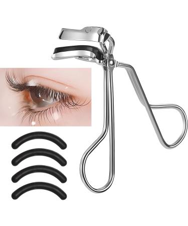 Eyelash Curlers - Professional Metal Lash Curler with 4 Silicone Refill Pads | Silver Makeup Tool - Buy Online on GoSupps.com