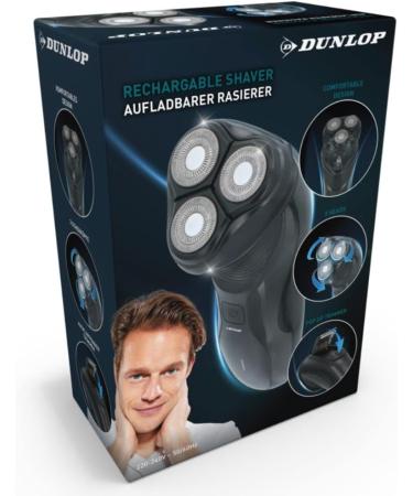 Dunlop Razor with Trimmer - Rechargeable Black Shaver with 3 Heads & Cleaning Brush | International Shipping Available - Buy Online on GoSupps.com