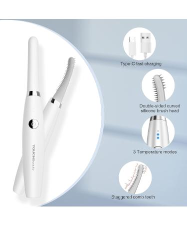 Heated Eyelash Curler TOUCHBeauty Electric Eyelash Curler USB Rechargeable Eyelash Curler with 3 Temperature Settings Silicone Comb Lash Curler for Girls Women Quick Heating Curling1859 - Buy Online on GoSupps.com