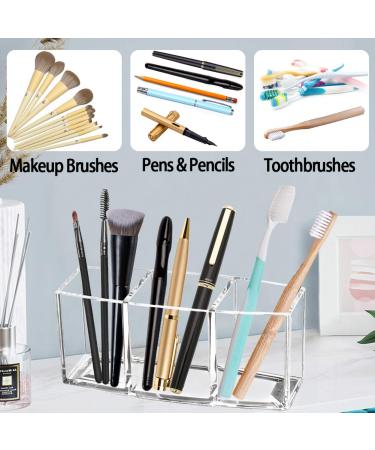  Tasybox Clear Makeup Brush Holder Organizer, 3 Slot