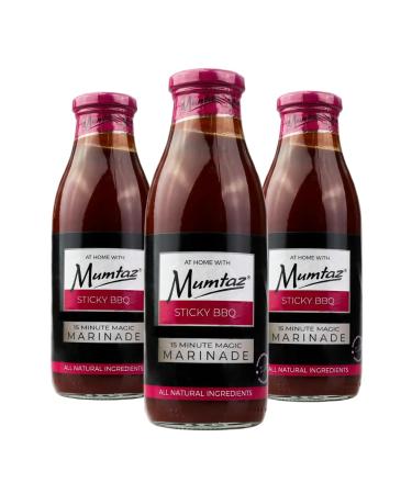 Mumtaz STICKY BBQ Marinade Sauce - Pack of 3x500g 15 Minute Magic Marinade Medium Spiced BBQ-Grill-Roast-Stir or Air fry All Natural Ingredients Gluten Free Vegan Friendly.