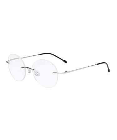 Eyekepper Frameless Reading Glasses Women - Round Rimless Readers Men Silver + 1.00 +1.00 Silver
