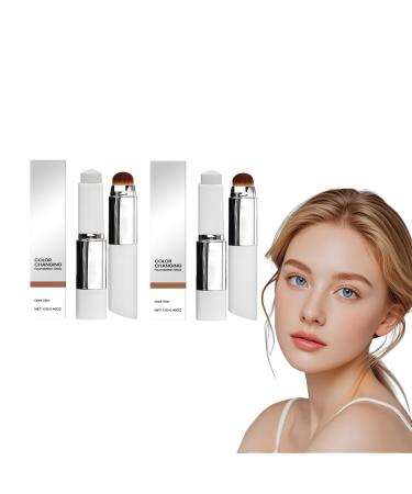 VKaoess Foundation Stick with Color Change and Brush Full to Medium Coverage for All Skin Types Baked Foundation for Mature Skin Water Resistant Sweat Resistant Dark Skin2PCS