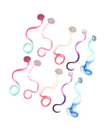 minkissy 5 Pairs Children's Hair Clip Kids Hair Extensions Hair Clip Wig Kids Curly Hair Extensions Hair Extensions Wig Shell Hair Clip Ponytail Claw High Temperature Wire Princess Clothing