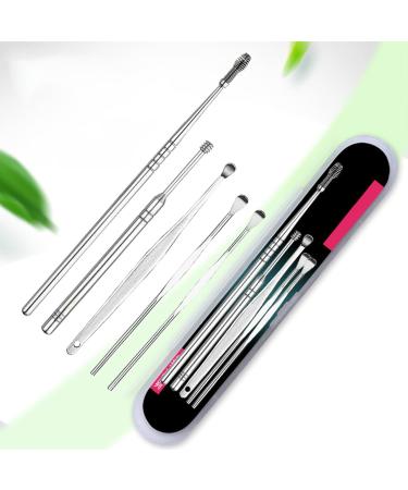 Stainless Steel Ear Wax Removal Tool Set - 5PCS Family Ear Pick Kit with Non-Slip Handle & Polished Surfaces for Effective Ear Cleansing - Buy Online on GoSupps.com