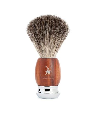 MHLE VIVO Pure Badger Shaving Brush | Chrome Plated Stainless Steel Handle | Luxury Shave Accessory for Men | Plum Wood