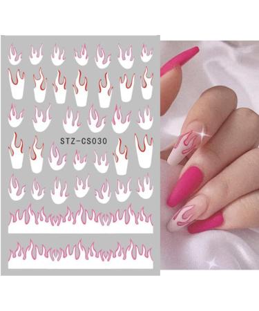 Nail Art Decoration DIY Adhesive Decals Nail Foils Nail Art Stickers 3D Fire Flame Design Pink Blue(STZCS-29) - Buy Online on GoSupps.com