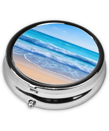 Round Beach & Sea Pill Box 3 Compartment Portable Organizer for Vitamins & Medications Travel-Friendly Decorative Pill Case - Buy Online on GoSupps.com