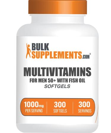 BulkSupplements.com Multivitamin for Men 50 Plus Softgels - Men's Daily Vitamins Multimineral Supplement - Complete Multivitamin with Fish Oil - 1 Softgel per Serving 300 Count (Pack of 1)