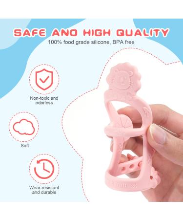 Vicloon Baby Silicone Teething Rings - BPA-Free Lion Bite Toys for 3+ Months - 2PCs Set in Pink - Dental Aid & Massage - Buy Online on GoSupps.com