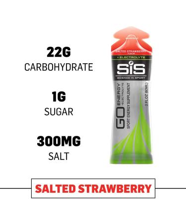 SIS Electrolyte Energy Gels 22g Carbohydrates for Athletes | Performance & Endurance Nutrition for Running & Cycling | Salted Strawberry - 2 oz - 30 Pack - Buy Online on GoSupps.com