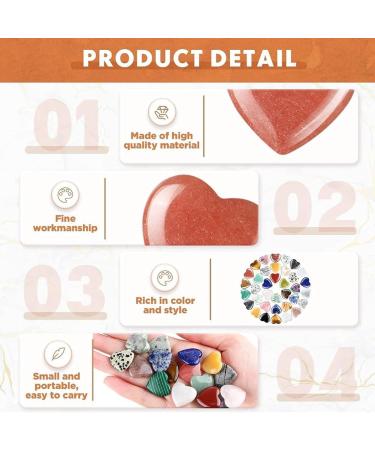 LAPOOH 36Pcs Healing Gemstone Crystal Bulk 0.8 Inch 20mm Assorted Mini Love Carved Stone Multicolor - Buy Online on GoSupps.com
