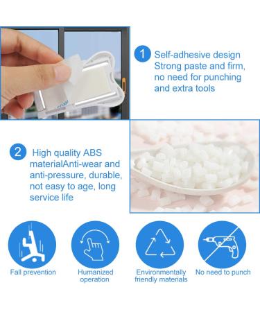 Wenrero 4-Piece Sliding Door Safety Lock Set | No Drill Child Lock with 3M Glue | Secure Windows & Closets | ABS 7cm Sliding Door Block - Buy Online on GoSupps.com