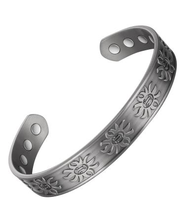 Copper Bracelets for Women Men Arthritis Pure Copper Adjustable Retro Silver Magnetic Bracelet Fashion Jewelry Present (2052S)