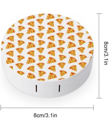 Happy Pizza Contact Lens Case | Portable Round Storage Box Kit with Mirror for Travel & Daily Use - Cute & Functional - Buy Online on GoSupps.com