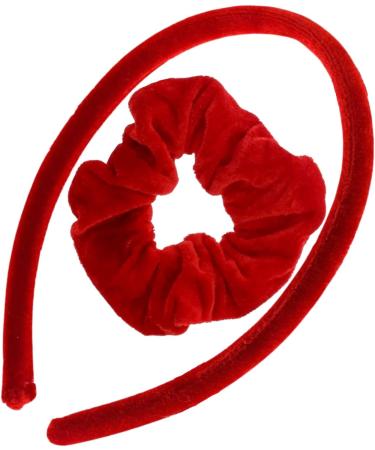 Topkids Accessories Velvet Alice Band And Matching Hair Scrunchie Set Kids Hair Accessories Hair Velvet Scrunchies For Women Girls Headbands Girl Hair Accessories Head band Girls Alice band (Red) - Buy Online on GoSupps.com