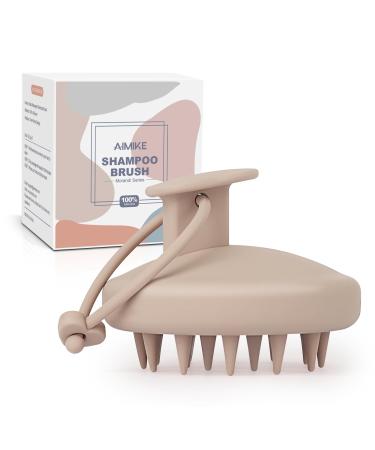 Aimike scalp massage brush shampoo brush 100% silicone head massage brush hair massage brush for peeling without scales stimulates hair growth wet dry hair massage brush khaki