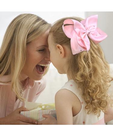 Sparkly Rhinestone 8-Inch Hair Bows Clips - 14 Piece Set for Girls, Toddlers, and Teens - Buy Online on GoSupps.com