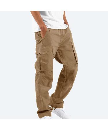 2022 Classic Fit Men's Plus Size Cargo Pants for Work & Outdoor Hiking | Khaki Large | Multi-Pocket Design - Buy Online on GoSupps.com
