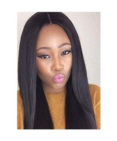 Wig ladies long straight hair in the bangs high temperature chemical fiber silk hair setsNatural black Dark brown