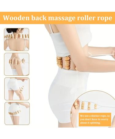 Wooden Massage Roller & Back Roll Ropes - 12 Rolls 360 Curved Muscle Relief & Anti-Cellulite Tool - Buy Online on GoSupps.com