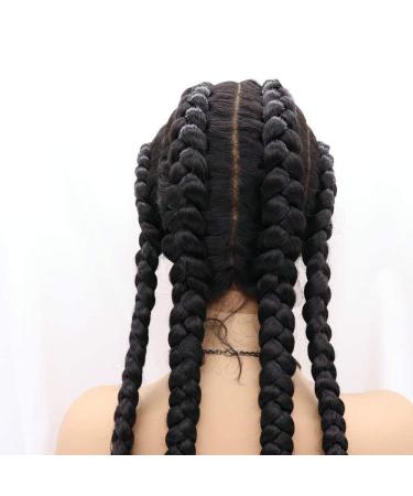 Rainahair Braided Top Wig for Black Women - 4x Shot Braids Black Color Heat-Resistant Fiber 81.3 cm - Perfect for Drag Queens - Buy Online on GoSupps.com