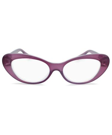 2SeeLife Cat Eye Reading Glasses for Women (Blue light optional) Purple 3.0 x