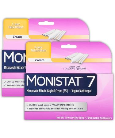 Monistat 7-Day Yeast Infection Treatment, Cream with Disposable Applicators, Pack of 2 7-Day Ovule Treatment 2 Count (Pack of 1)