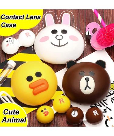 AKOAK Cute Animal Contact Lens Case - Rabbit Bear & Duck Travel Kit with Mirror | Easy Carry & Stylish Storage - Buy Online on GoSupps.com
